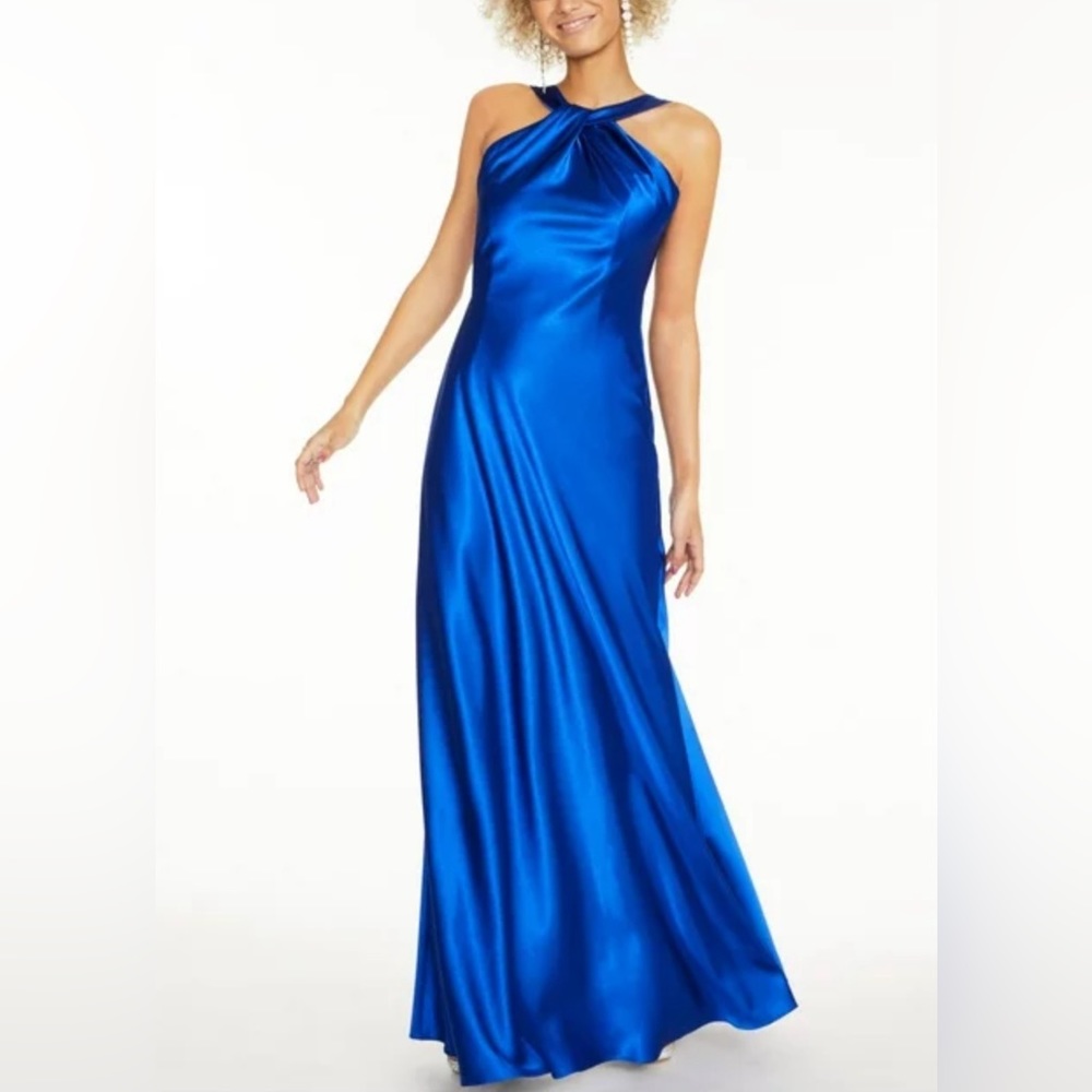 Calvin Klein Blue Satin Gown NWT